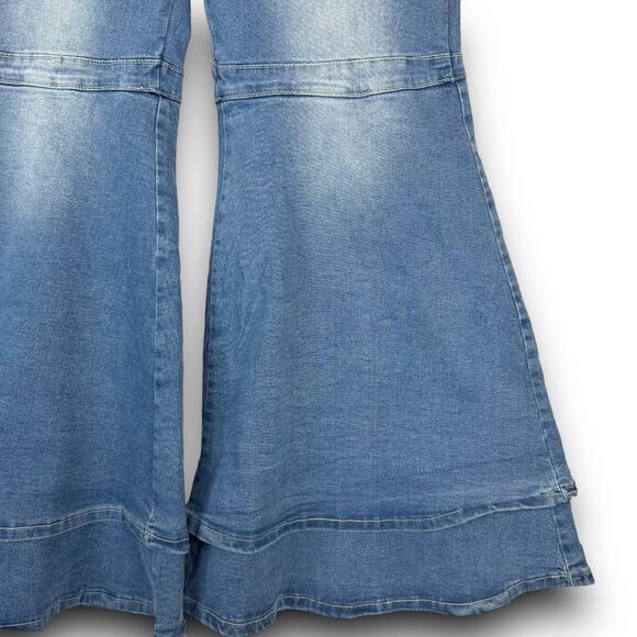 NEW XPlusWear Layered Bell Bottom Stretch Jeans High Waist 70s Style Size Large - Picture 4 of 11